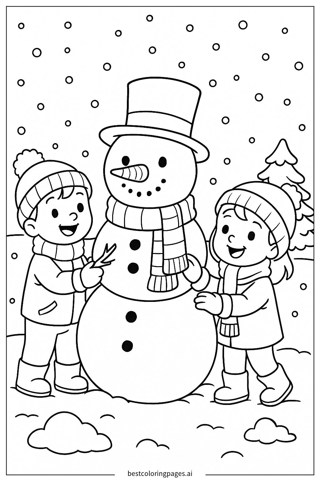 Children building a snowman
