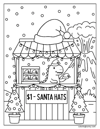 Trang Tô Màu Khủng Long Bán Mũ Ông Già Noel Giáng Sinh