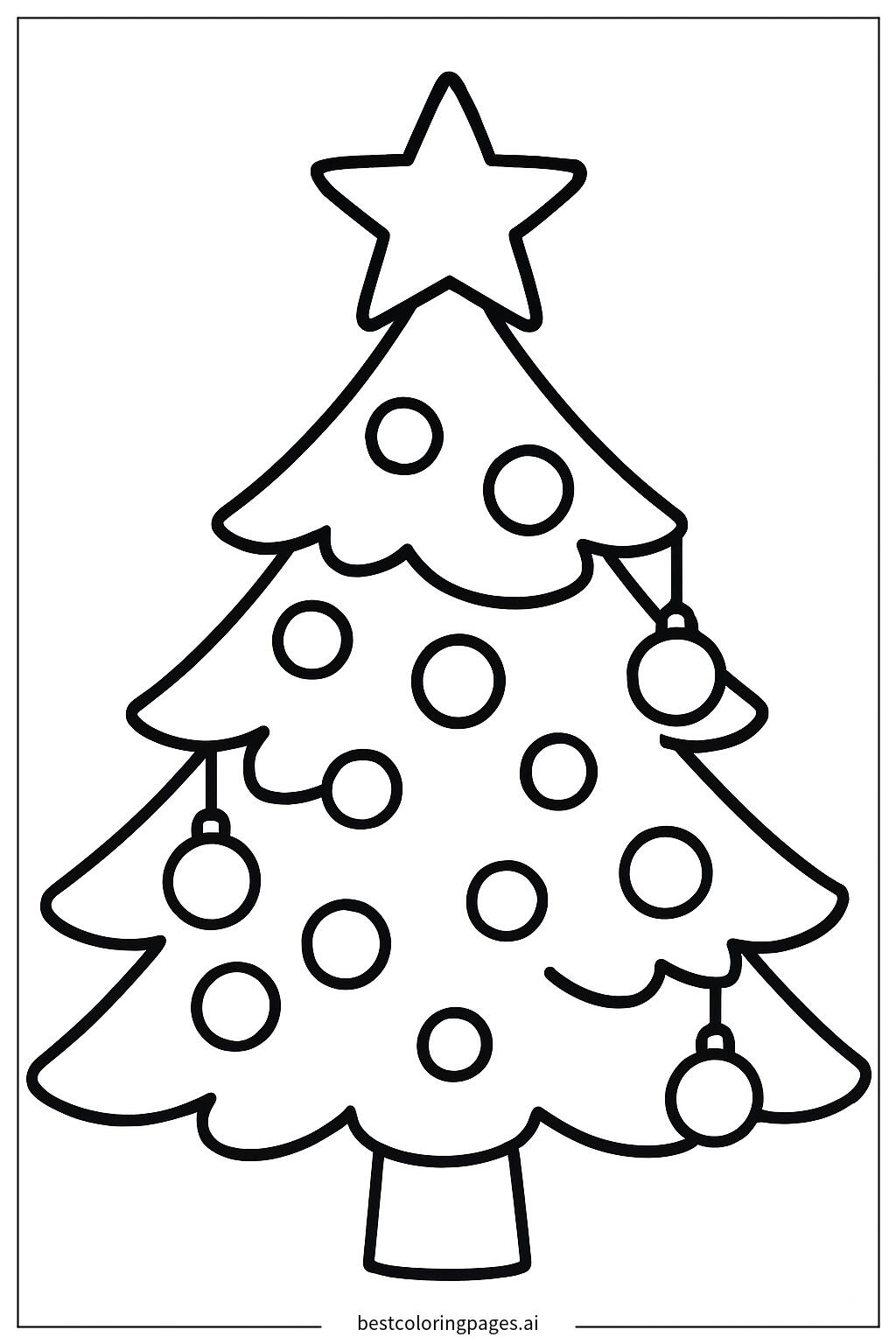 Christmas tree with star and ornaments