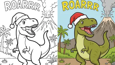 Trang Tô Màu Giáng Sinh Khủng Long