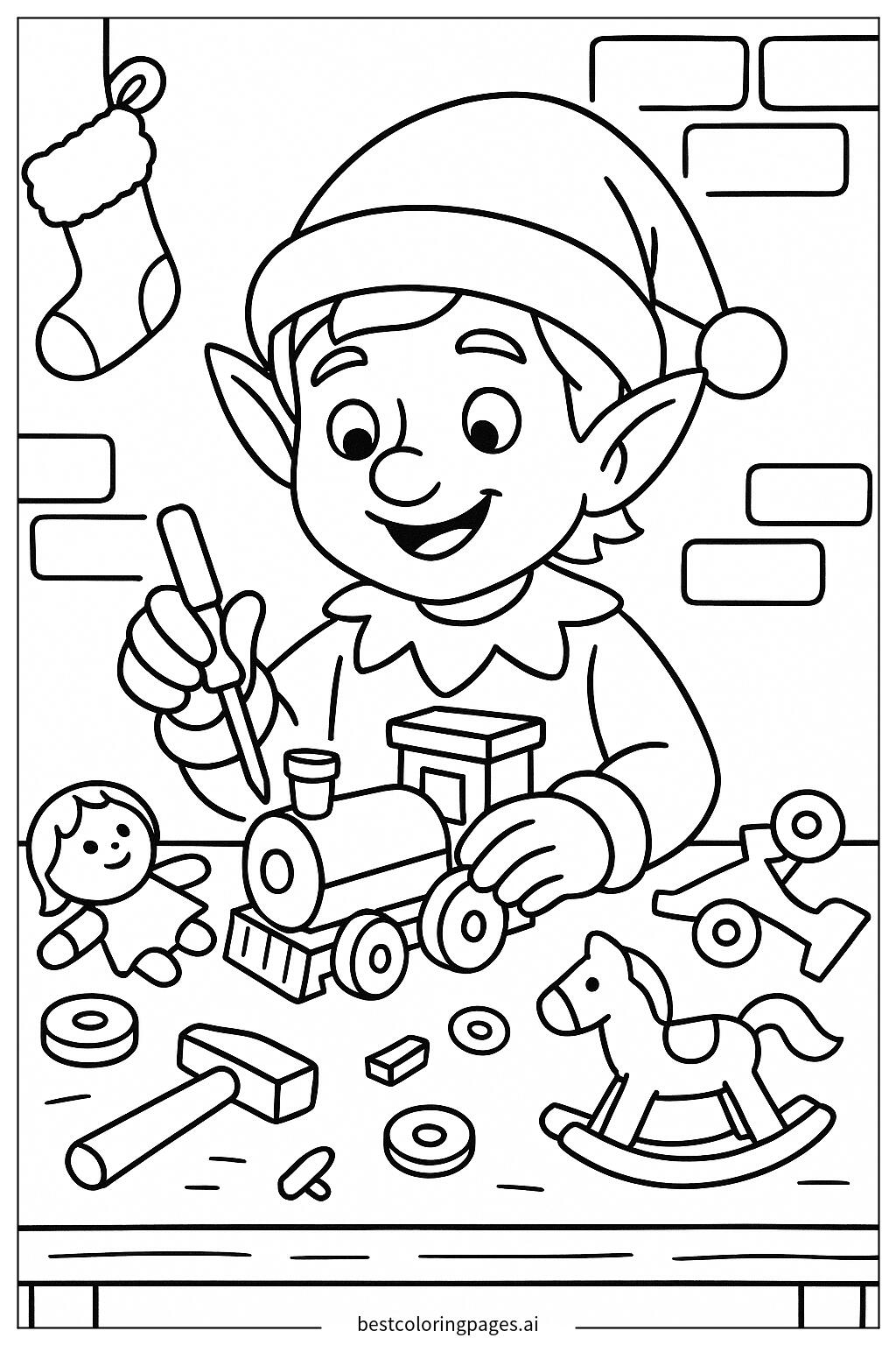 Elf making toys