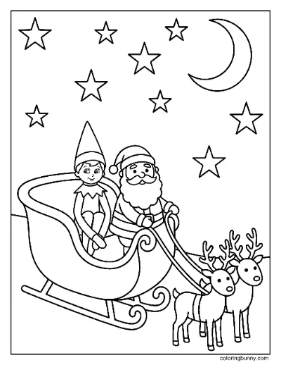 Trang Tô Màu Chú Lùn Trên Kệ Trên Xe Trượt Của Ông Già Noel