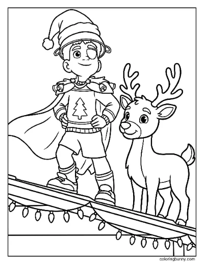 Elio và Tuần Lộc Trang Tô Màu Giáng Sinh Disney