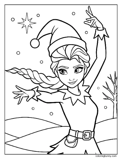 Elsa Trang Tô Màu Bộ Trang Phục Yêu Tinh Giáng Sinh Disney