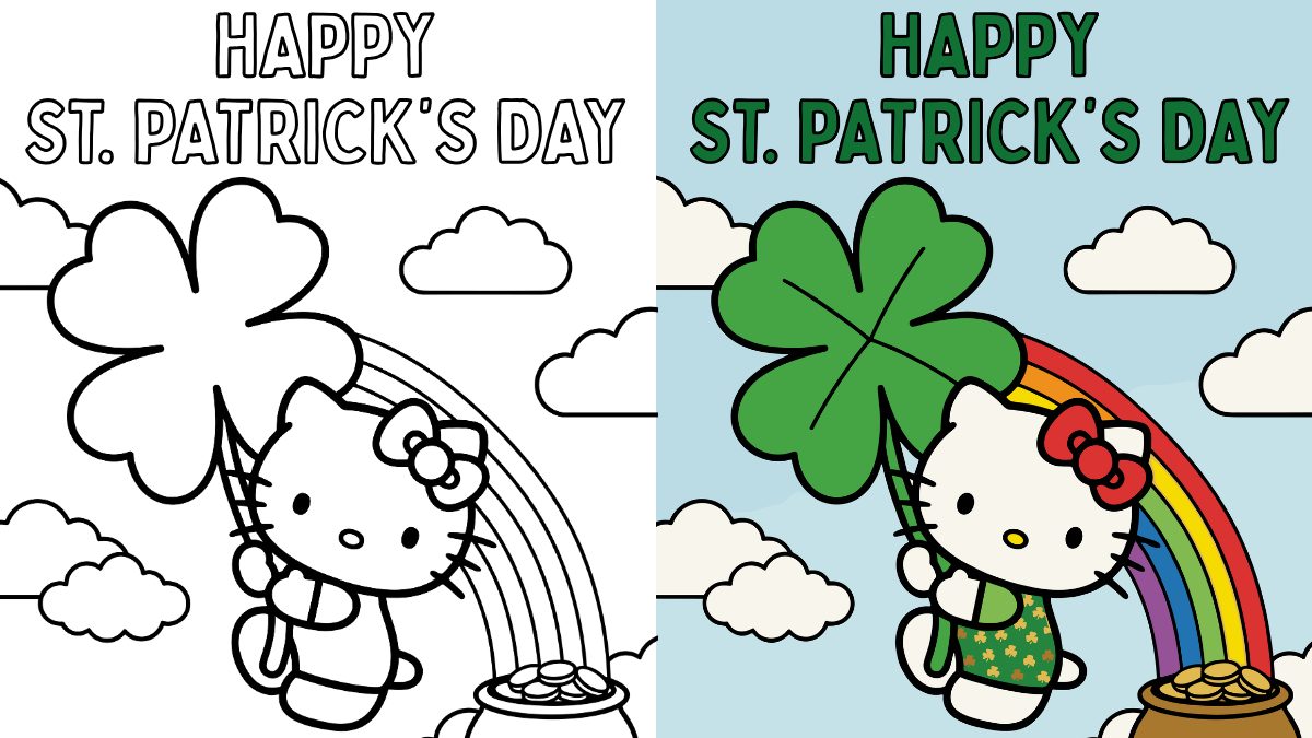 Trang Tô Màu Ngày Lễ Thánh Patrick Hello Kitty