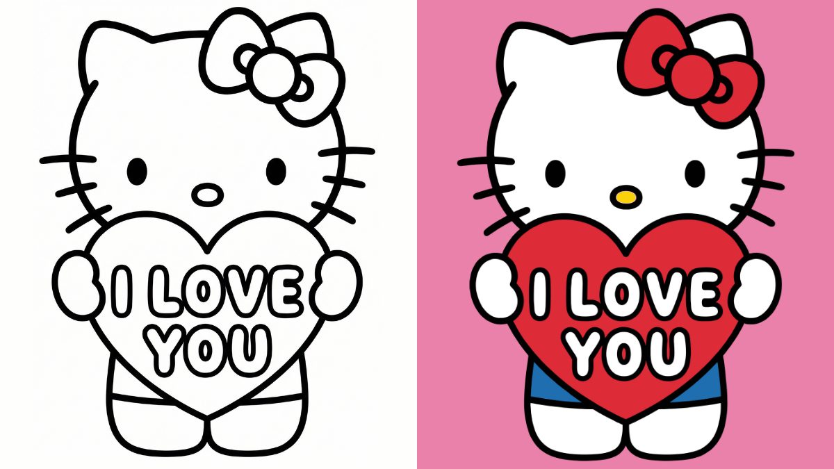 Trang Tô Màu Ngày Lễ Tình Nhân Hello Kitty