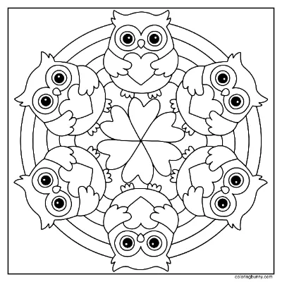 Trang Tô Màu Mandala Cú Ngày Valentine