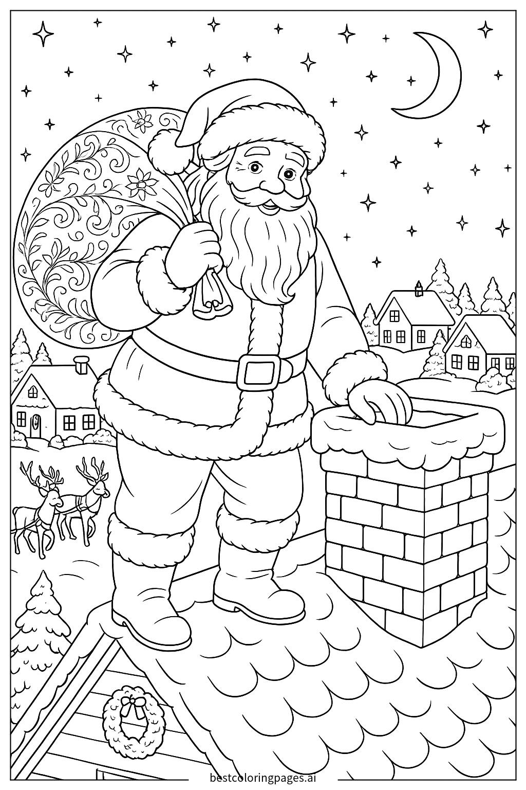 Santa claus delivering gifts at night