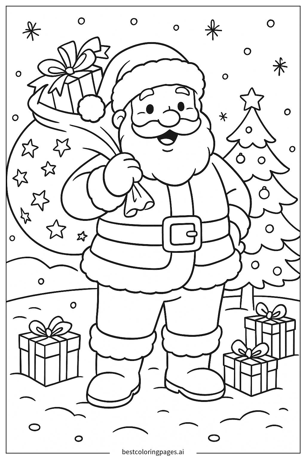 Santa claus with gift sack