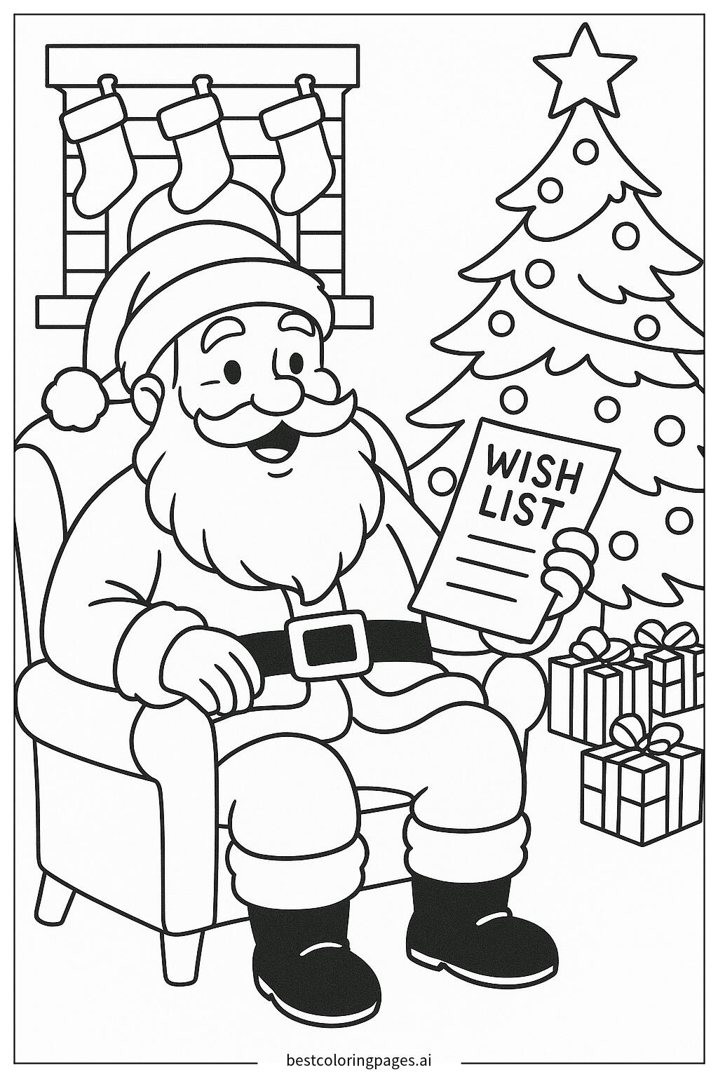 Santa reading a childs wish list