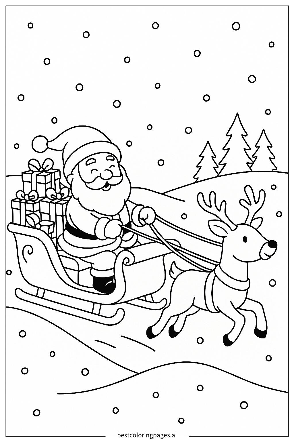 Santa riding his sleigh