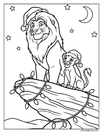 Simba và Mufasa Vua Sư Tử Trang Tô Màu Giáng Sinh Disney