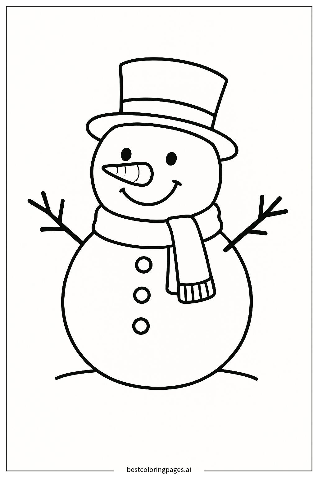 Simple snowman with a scarf and hat