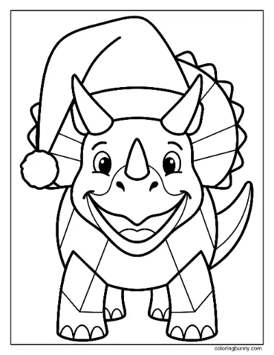 Trang Tô Màu Triceratops Đơn Giản Giáng Sinh