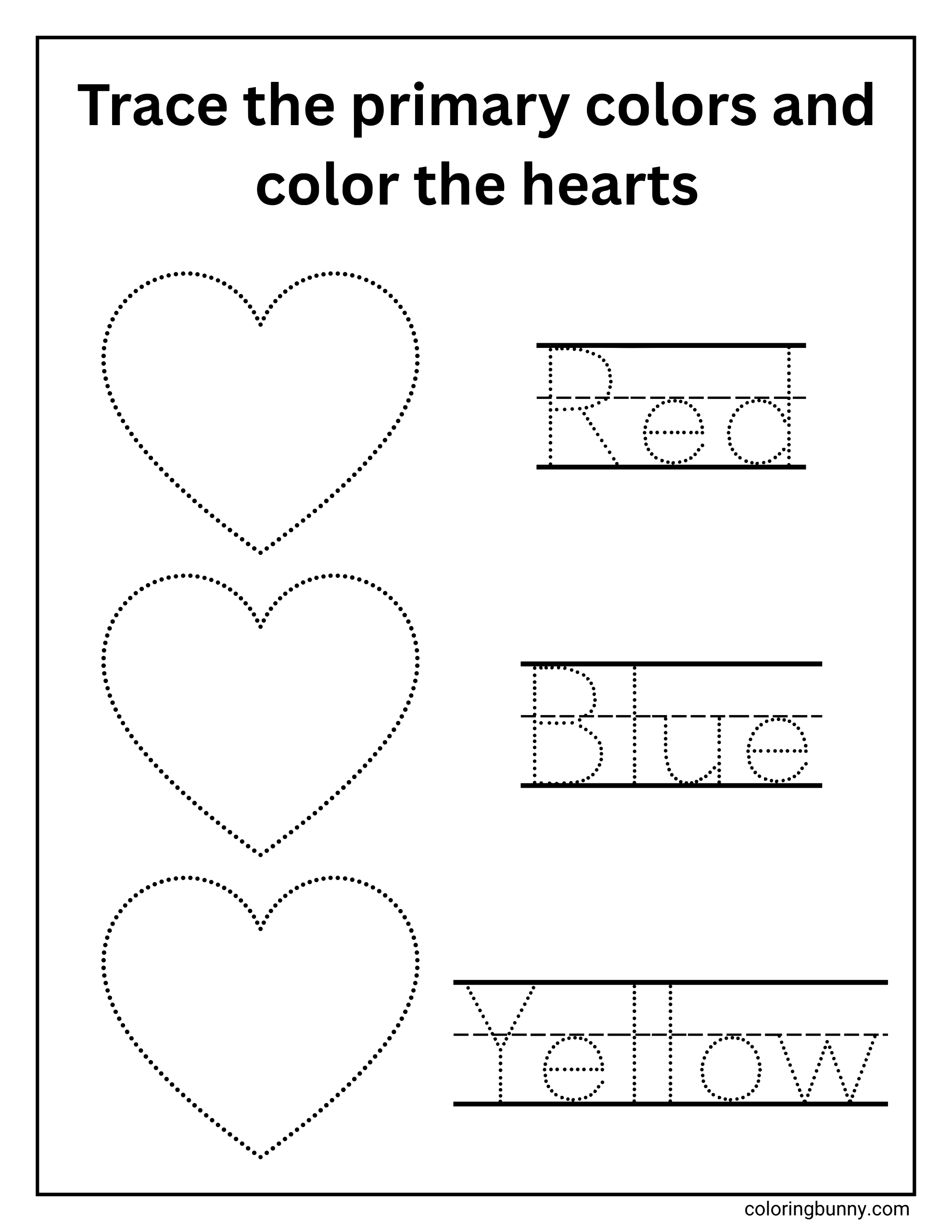 Trang Tô Màu Đường Dẫn Màu Sắc Cơ Bản Ngày Valentine Đơn Giản