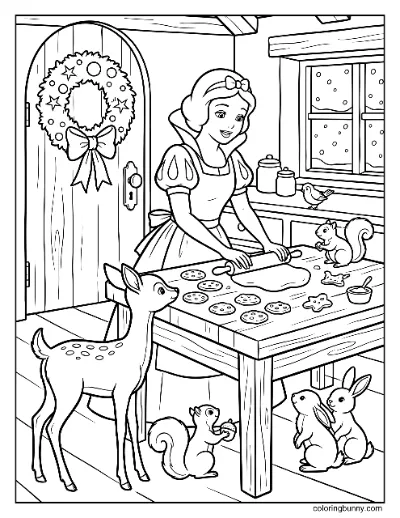 Bạch Tuyết Nướng Bánh Giáng Sinh Disney Trang Tô Màu