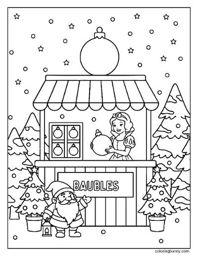 Bạch Tuyết Bán Quả Cầu Giáng Sinh Trang Tô Màu