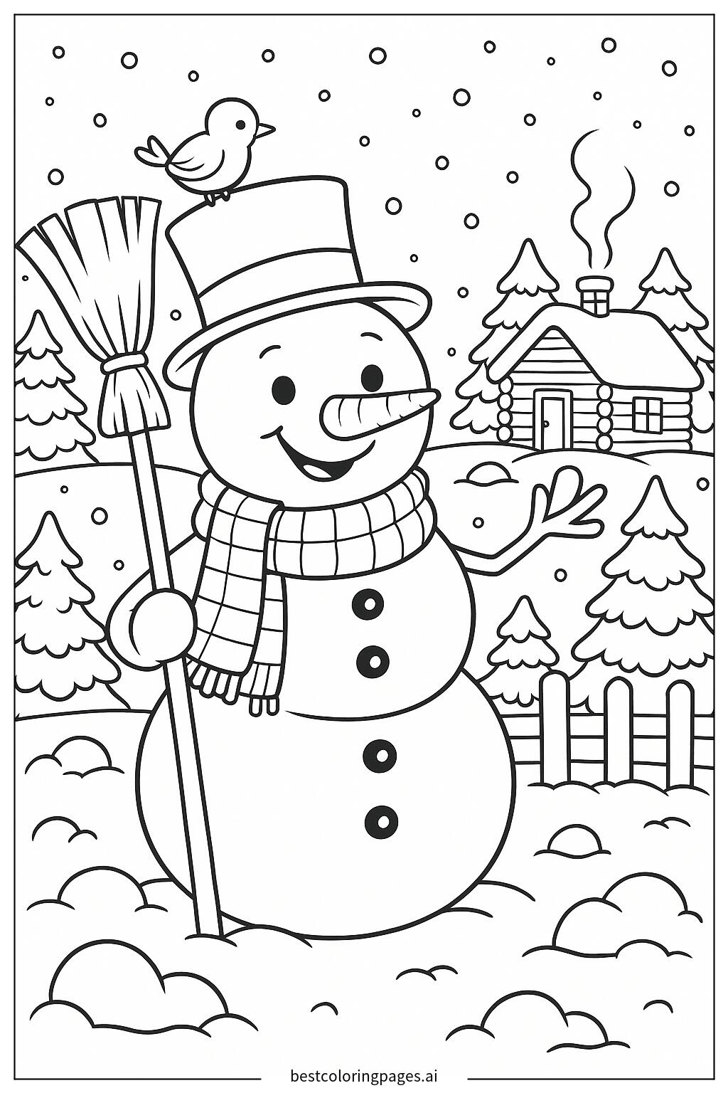 Snowman in a snowy yard