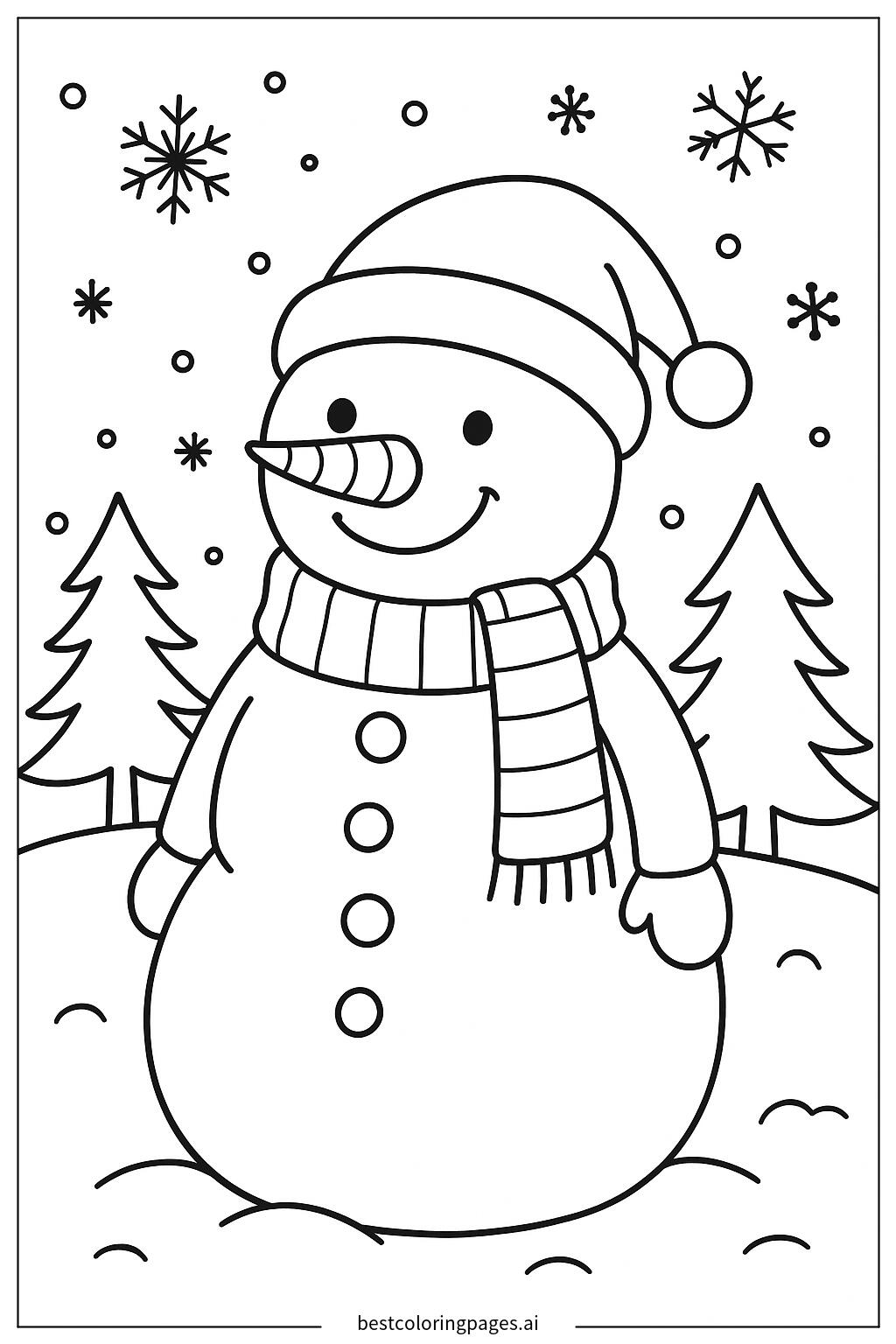 Snowman with a scarf and hat
