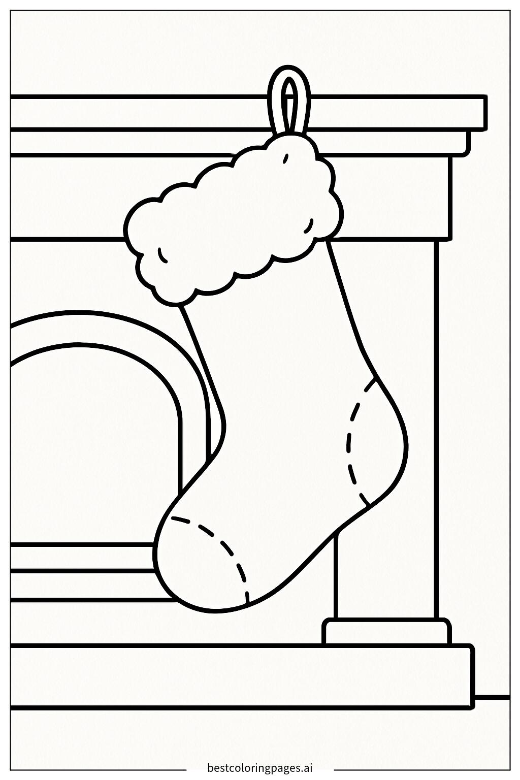 Stocking hanging on a fireplace