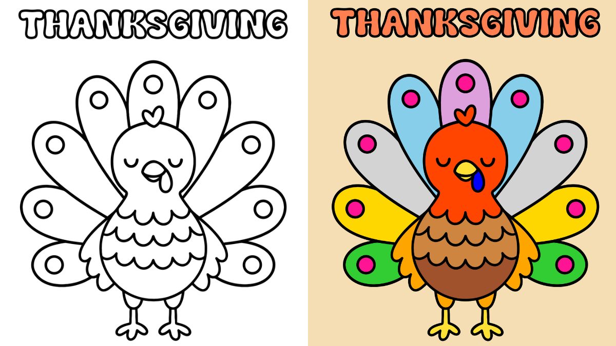 Trang Tô Màu Lễ Tạ Ơn Có Gà Tây