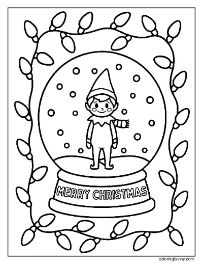 Trang Tô Màu Chú Lùn Trên Kệ Quả Cầu Tuyết Đèn Giáng Sinh