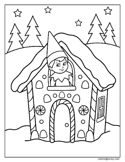 Trang Tô Màu Chú Lùn Trên Kệ Trong Ngôi Nhà Bánh Gừng