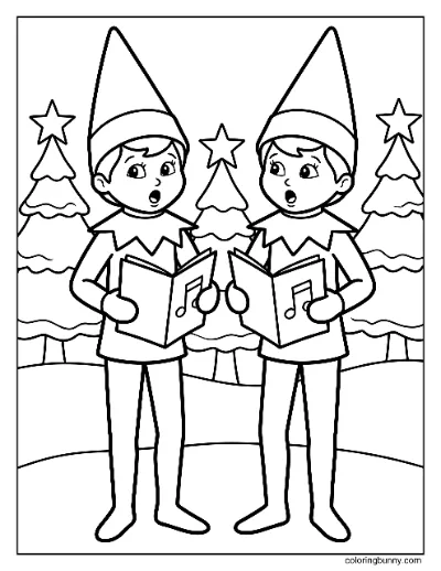 Trang Tô Màu Chú Lùn Trên Kệ Hát Bài Thánh Ca Giáng Sinh