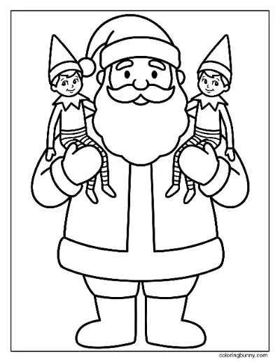 Trang Tô Màu Chú Lùn Trên Kệ Với Ông Già Noel