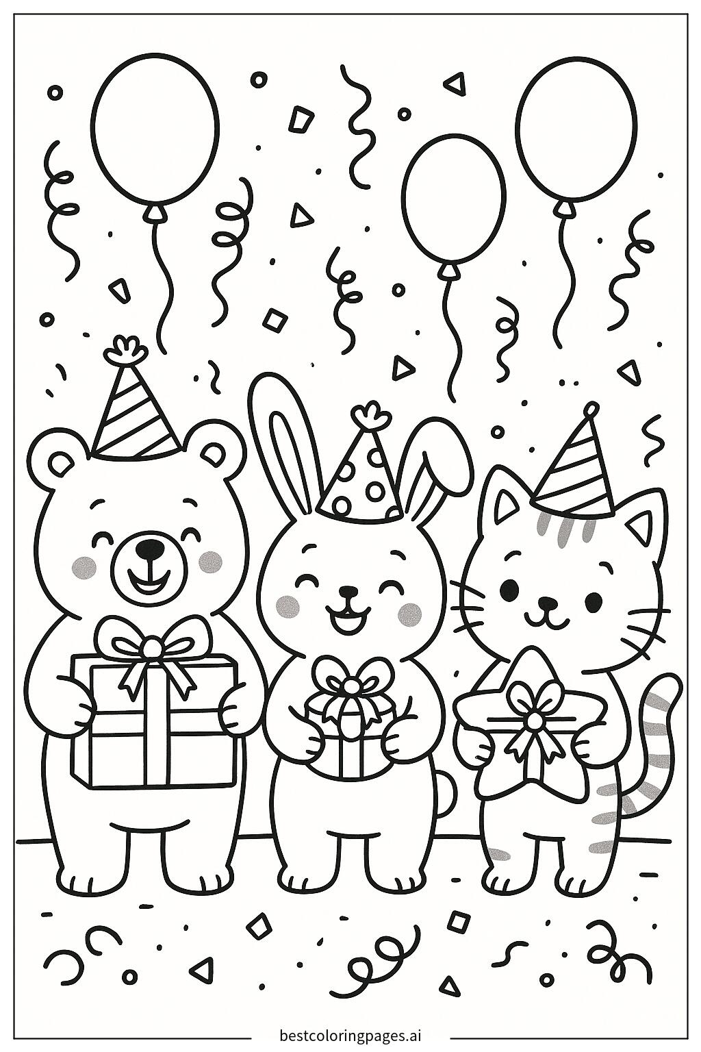 Animal characters holding presents