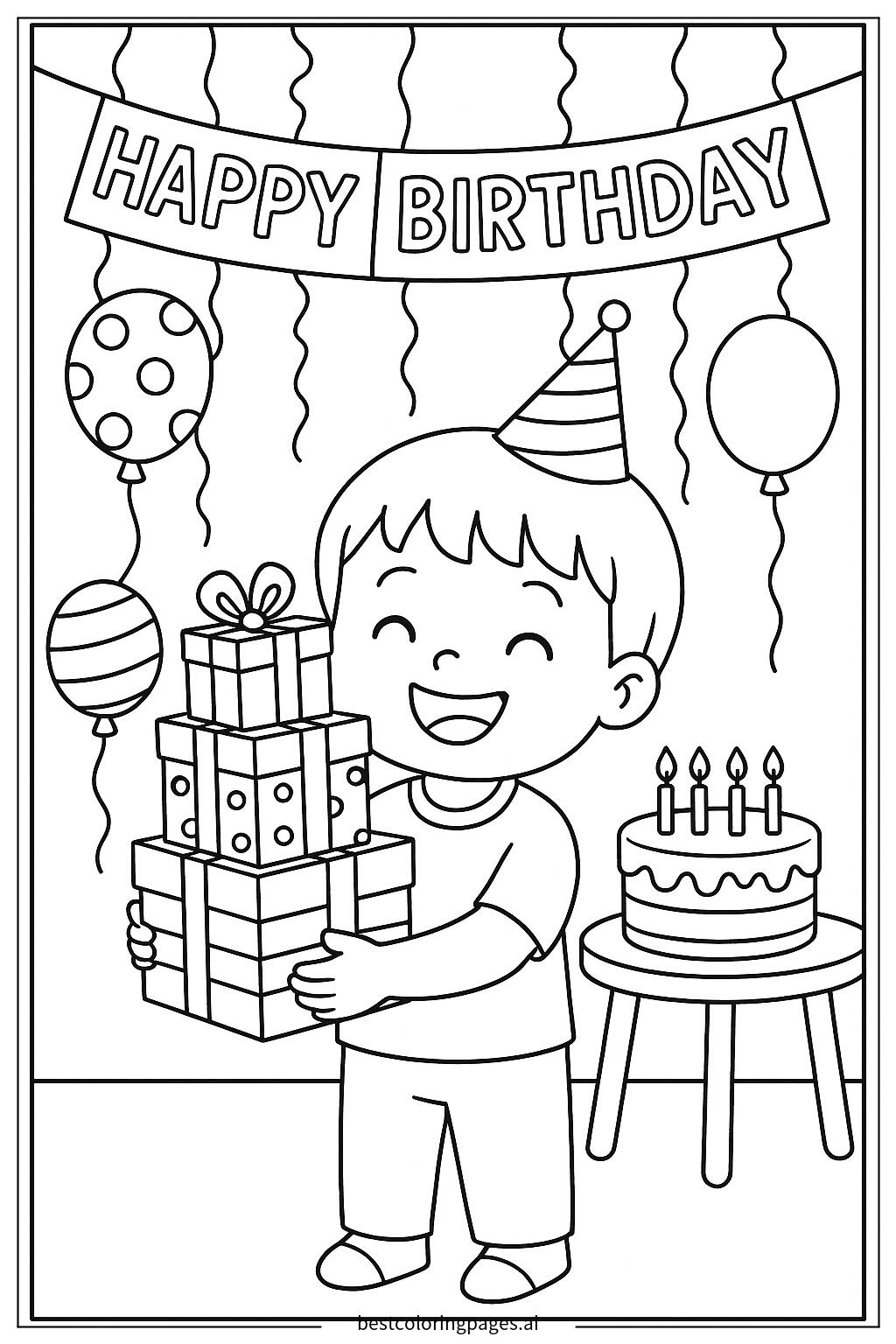 Birthday boy or girl holding gifts