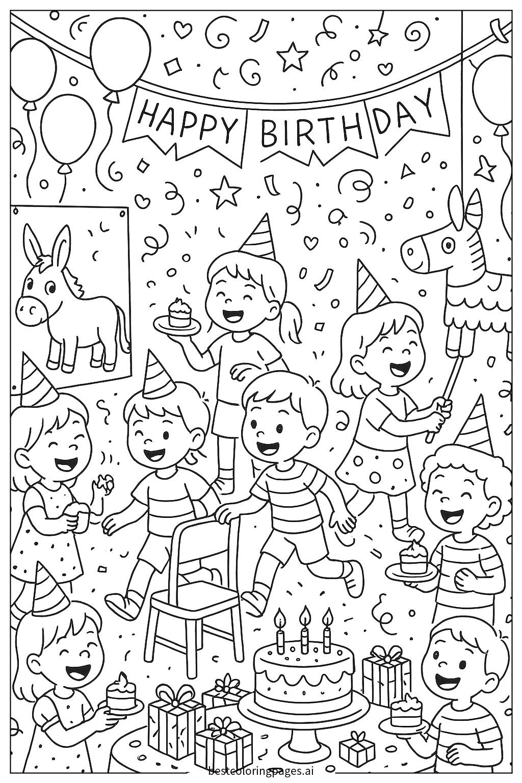 Children playing games at a birthday party