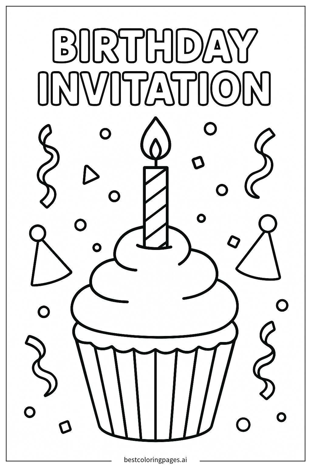 Cupcake and candle invite