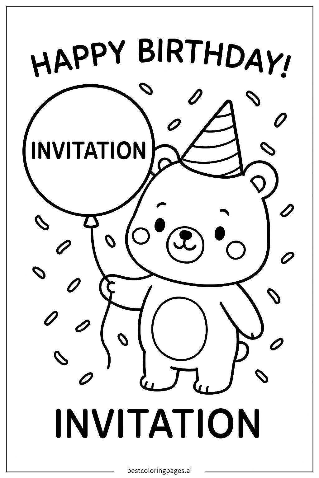 Cute animal holding a birthday balloon