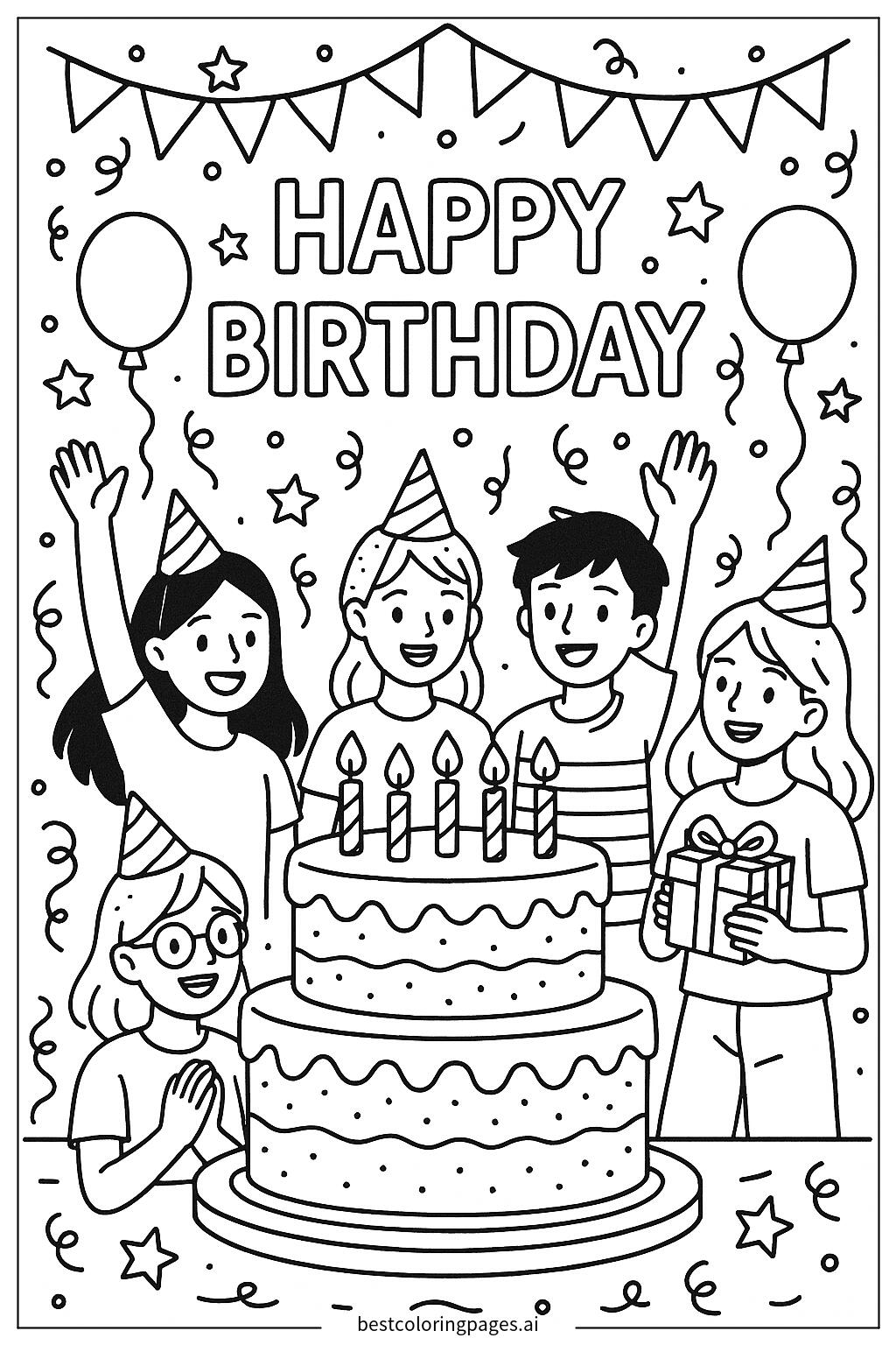 Giant cake with friends
