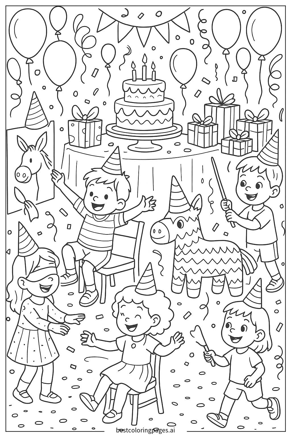 Kids playing party games with balloons