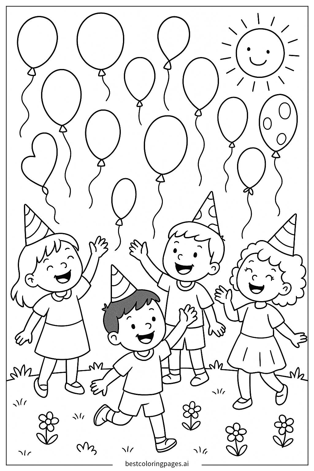 Kids playing with balloons