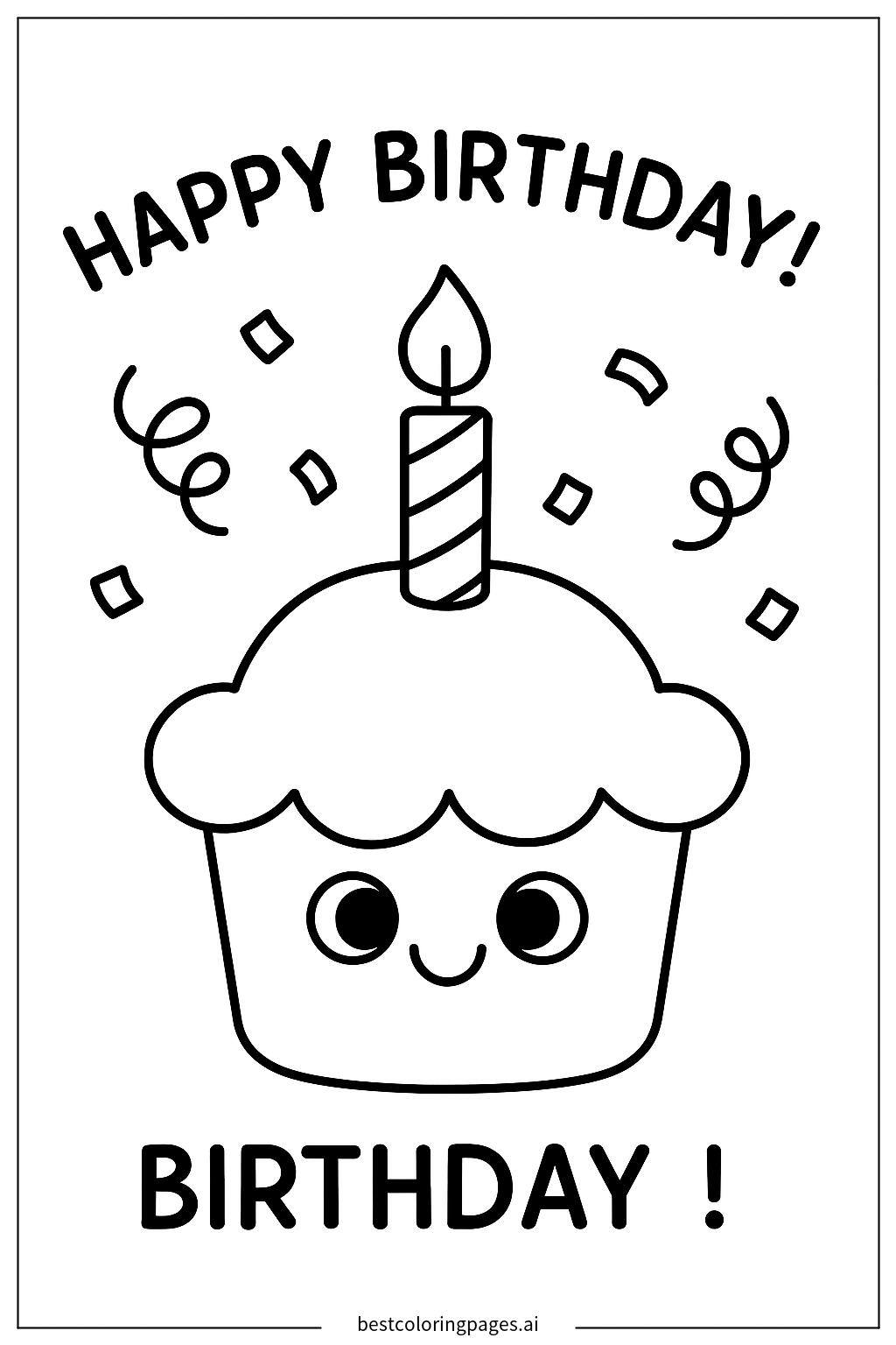Smiling cupcake with a candle