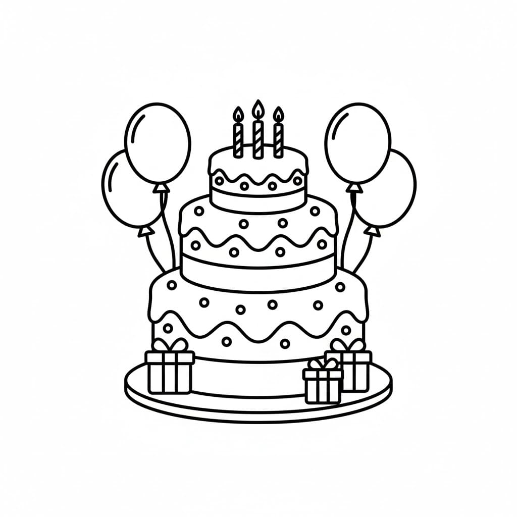 Birthday Cake with Balloons