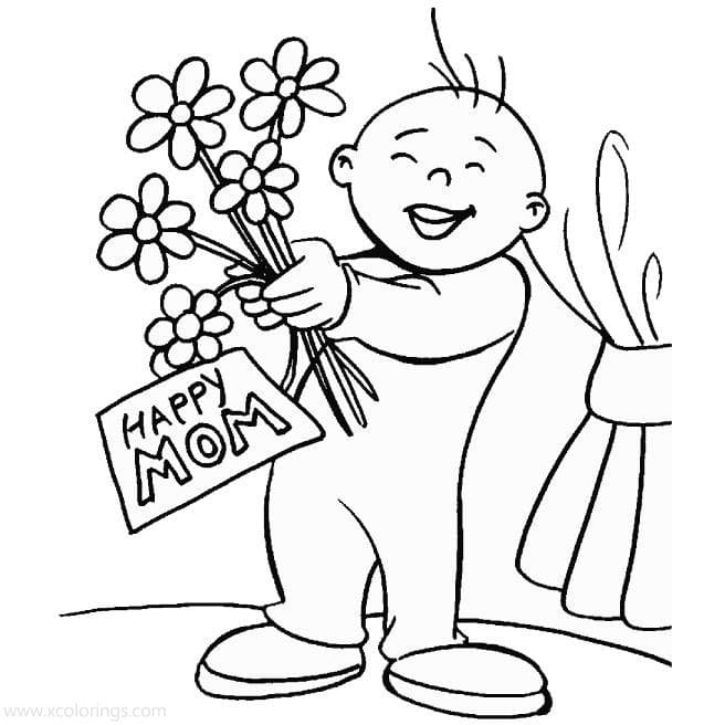 Child Giving Flowers to Mom