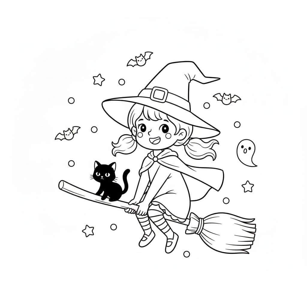 Phù Thủy Ngồi Trên Chổi Bay