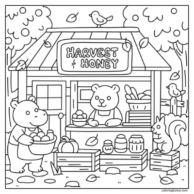 Trang Tô Màu Thu Hoạch Mật Ong Mùa Thu Ấm Áp