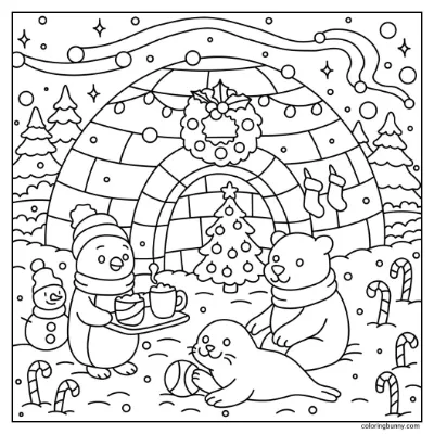 Trang Tô Màu Ngày Đông Vui Vẻ Trong Igloo Ấm Áp