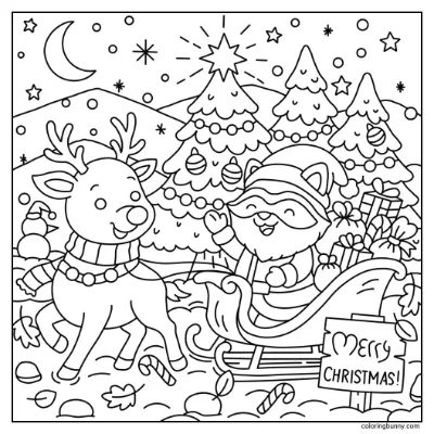 Trang Tô Màu Đi Xe Tuần Lộc Giáng Sinh Ấm Áp