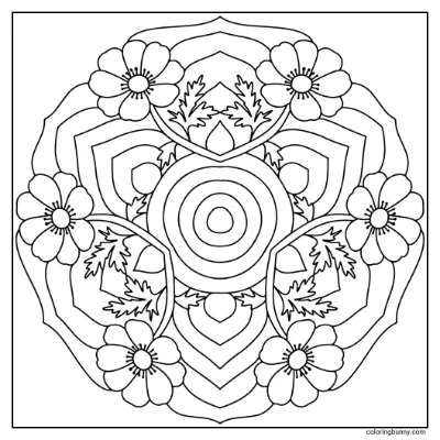 Trang Tô Màu Mandala Hoa Anemone Đơn Giản