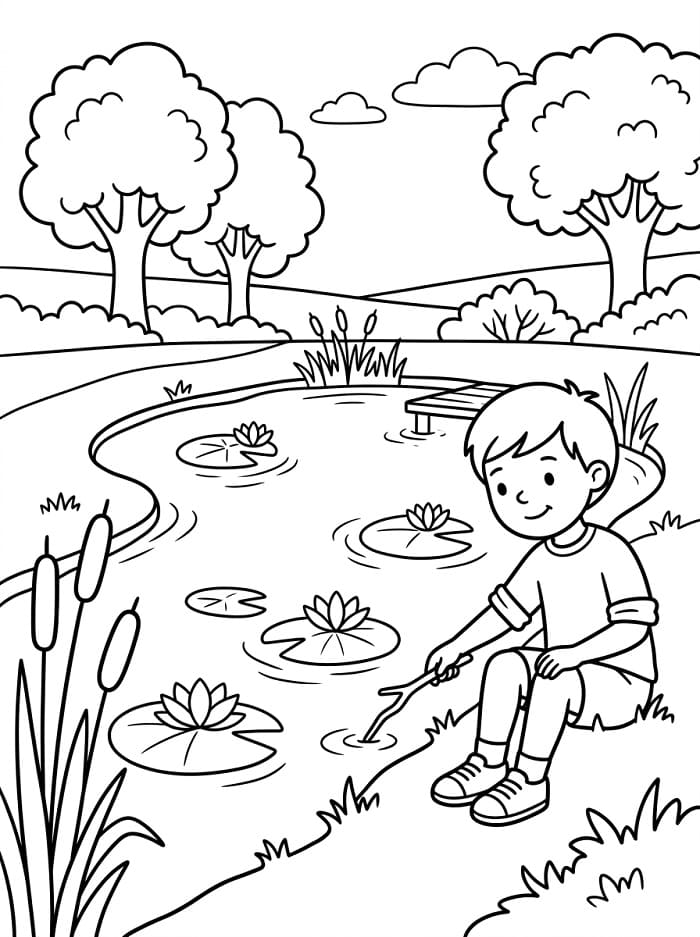 Boy by the Pond