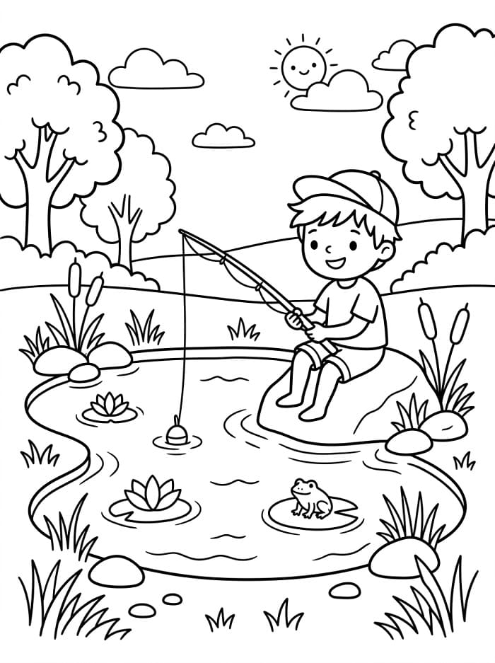 Boy Fishing in the Pond