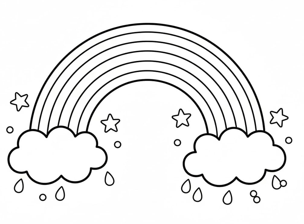 Tranh Tô Màu Cầu Vồng Trên Bầu Trời