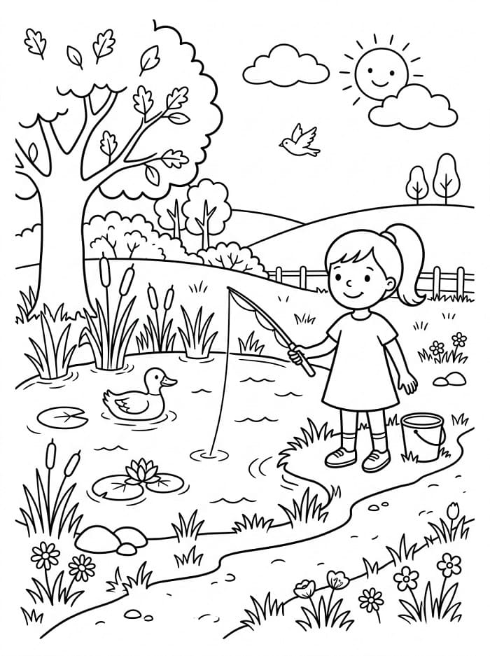 Girl and the Pond