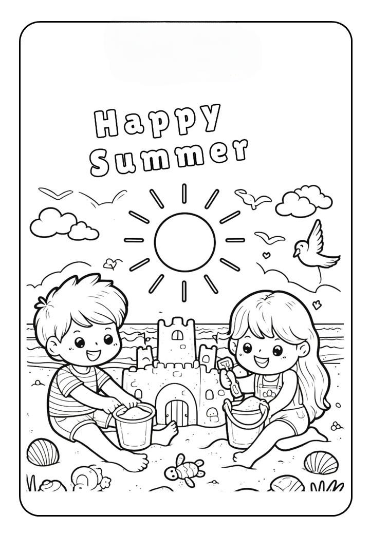 tranh tô màu mùa hè vui vẻ